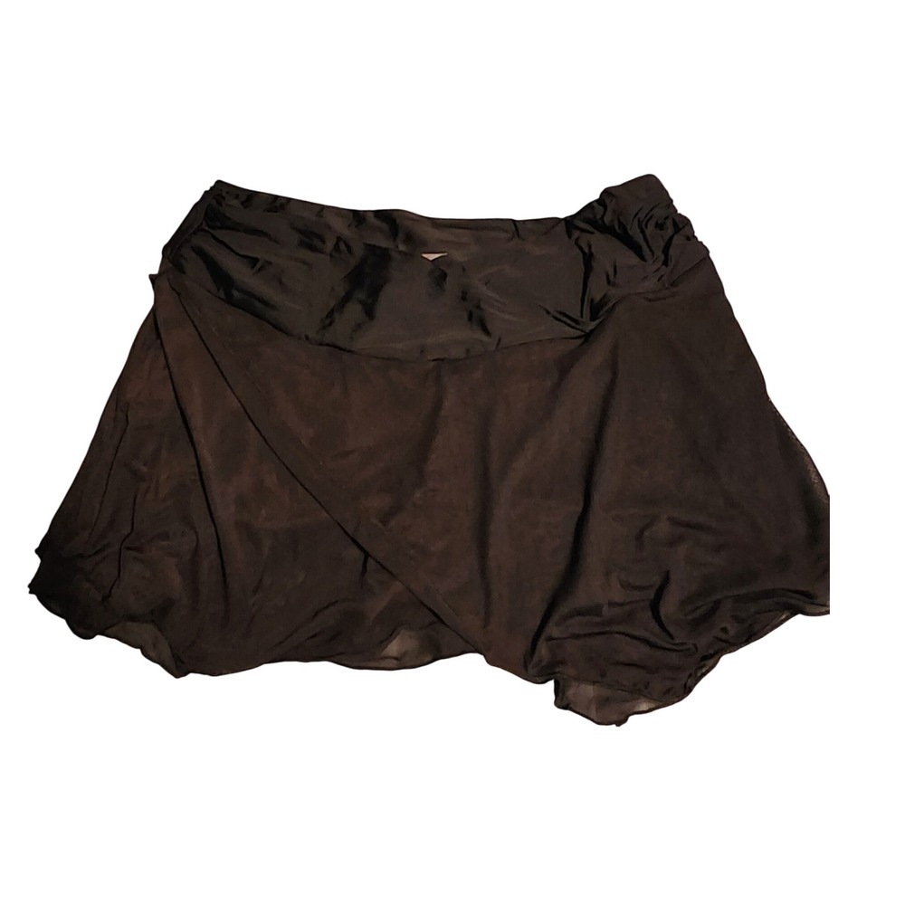 Black Swim skirt 2XL Womens Asymmetrical Ruffle Hem Skirt Shorts Lined